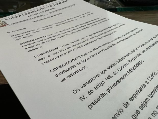 VEREADORES DE LUIZIANA COBRAM COPEL SOBRE CONSTANTES QUEDAS DE ENERGIA ELÉTRICA NO MUNICIPIO 