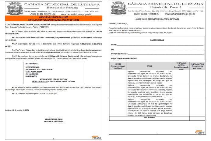 Edital de Convocação Segunda Fase - Prova de Títulos