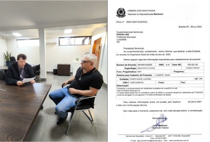 VEREADOR JOSEVALDO MÉDICE CONQUISTA RECURSOS PARA ESTRUTURAÇÃO DA SALA DE FISIOTERAPIA EM LUIZIANA